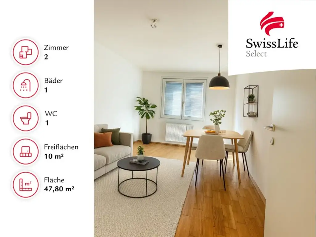Stilvolle 2-Zimmer-Wohnung mit Loggia, Schrankraum und Garagenplatz – Nähe Längenfeldgasse