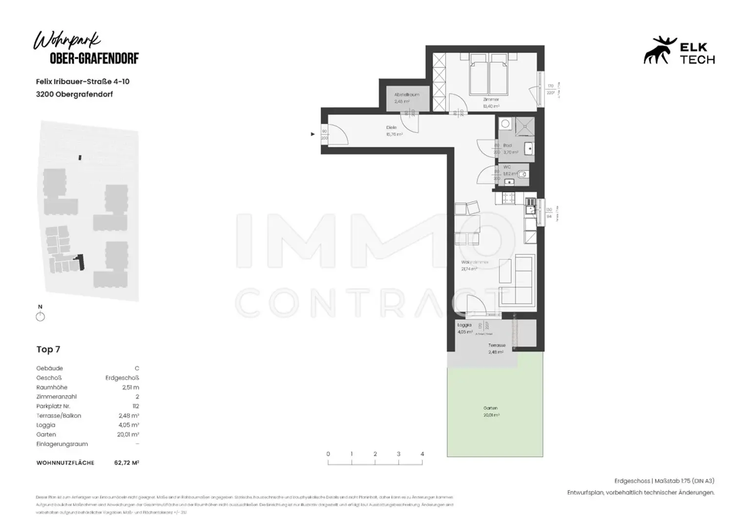 2ZI - 62,72qm - Süd-Garten - Vorsorgewohnung, Anlage in ökolog. NEUBAU