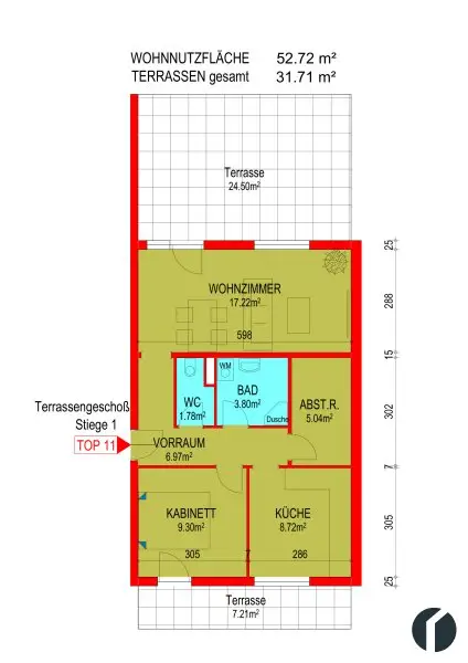 Ganz oben. Ganz privat. 2 Terrassen für jeden Sonnenmoment. 2-Zimmer-Wohnung in zentraler Lage.