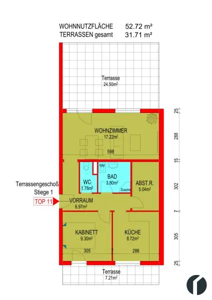 Ganz oben. Ganz privat. 2 Terrassen für jeden Sonnenmoment. 2-Zimmer-Wohnung in zentraler Lage.