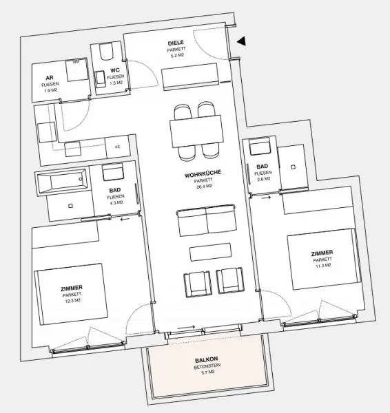 ++MOLLARD 50++ Außergewöhnliche 3-Zimmer-Wohnung mitten im Herzen der Stadt (1/7)