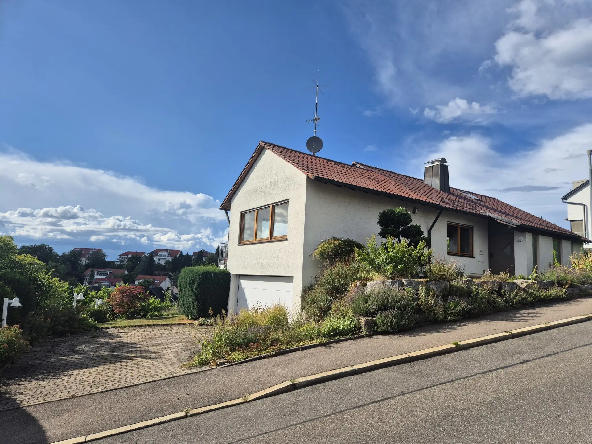 house front with double  garage