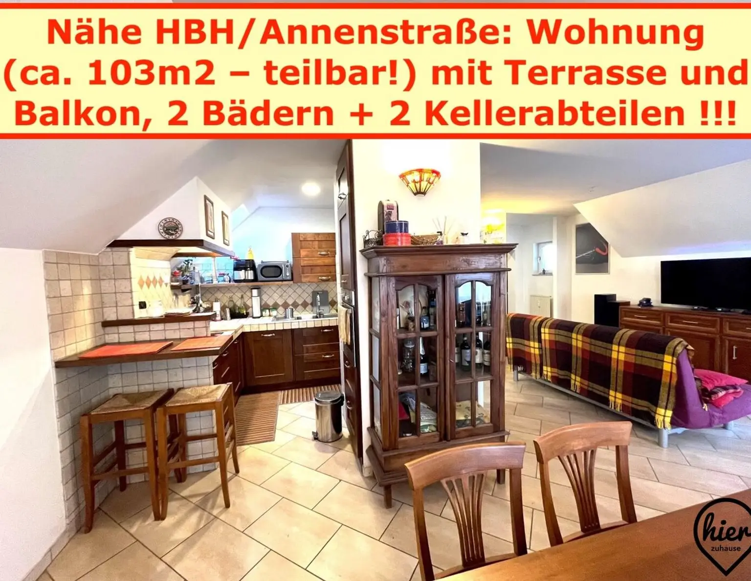 TOP-Preis Nähe HBH/Annenstraße: 1 Großwohnung m. Terrasse bzw. Balkon (zusammengelegt aus 2 Kleinwohnungen - teilbar!)