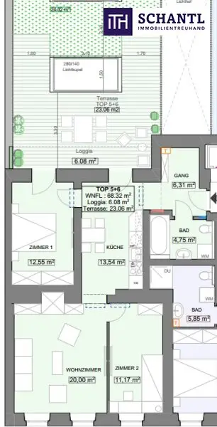 ***Altbau trifft Dachgarten – Stilvolle 3-Zimmer-Wohnung mit großer Terrasse  – hochwertiger Sanierung + Klimaanlage & Luftwärmepumpe***