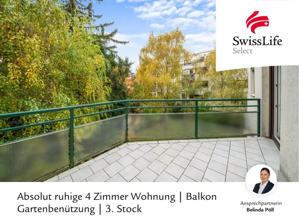 Absolut ruhige 4 Zimmer Wohnung | Balkon | Gartenbenützung | 3. Stock