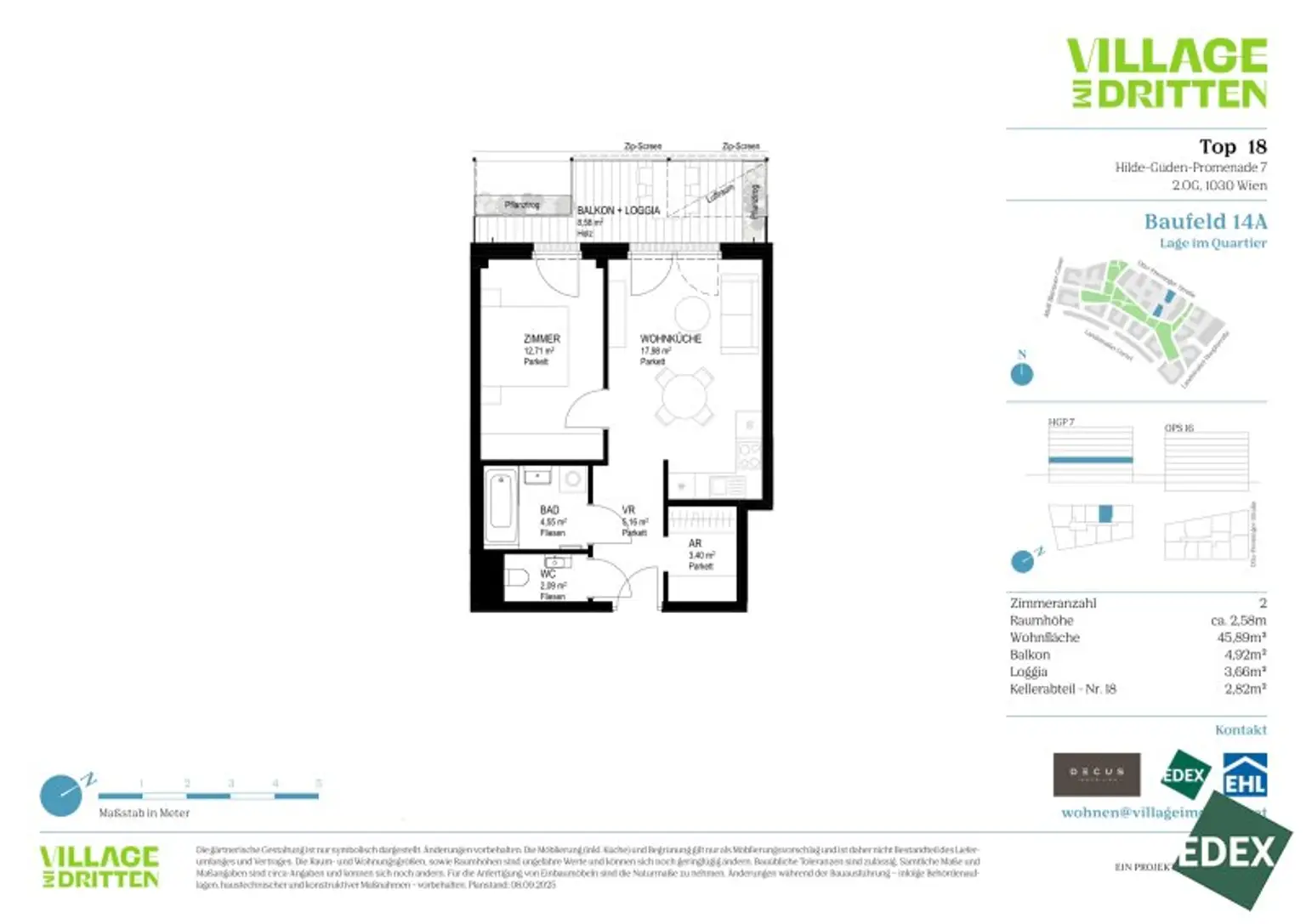 VILLAGE IM DRITTEN | PERFEKT GESCHNITTENE 2-ZIMMER WOHNUNG MIT BALKON
