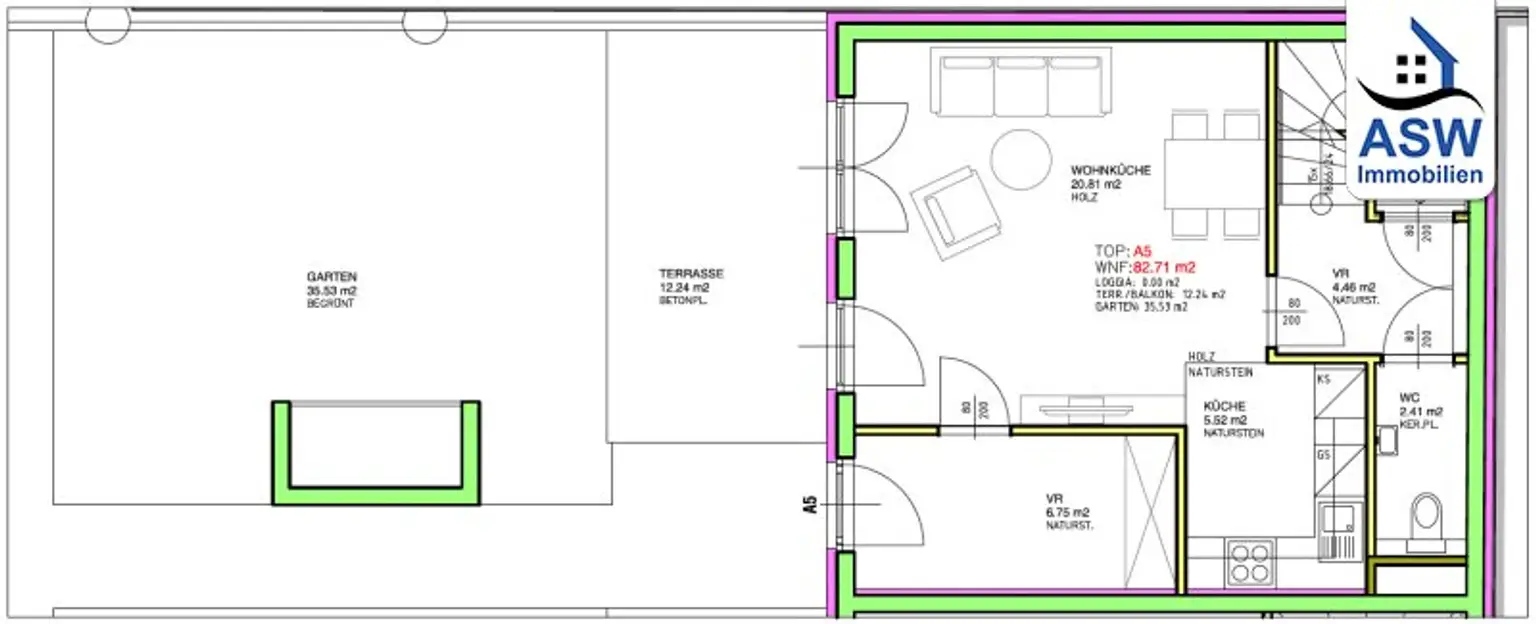 Bürowidmung: Tolle 3-Raum-Maisonette mit Terrasse und Garten