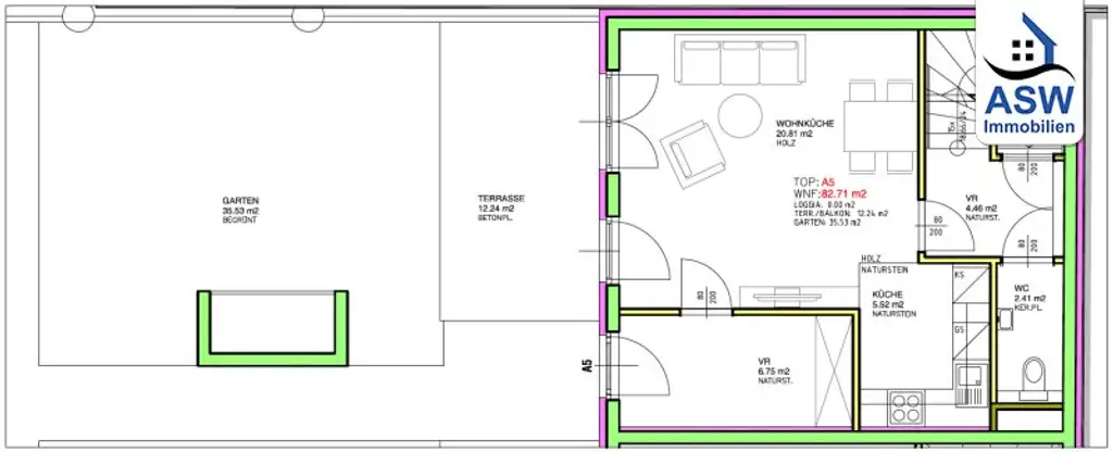 Bürowidmung: Tolle 3-Raum-Maisonette mit Terrasse und Garten