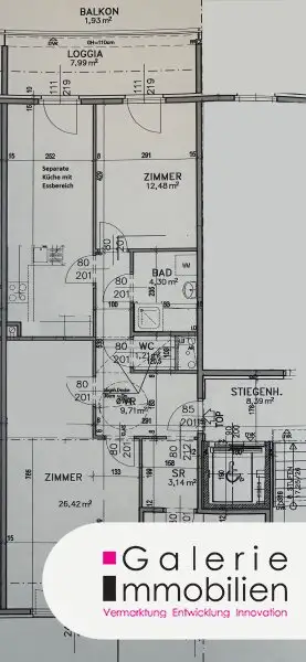VIDEO: Schöne, helle 3-Zimmer-Loggiawohnung mit Klima, Grünblick, separater Küche, zentral begehbar!