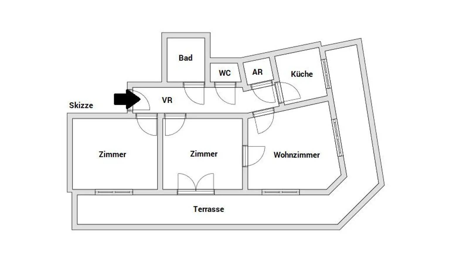 Skizze Grundriss Wohnung 1170 Wien