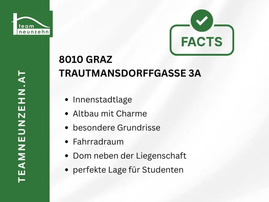 Wohnen im Herzen von Graz - schöne Singlewohnung - jetzt besichtigen - JETZT ANFRAGEN