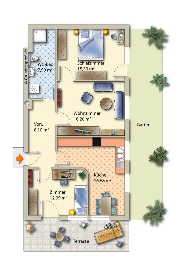 Aufgepasst: 3,5-Zimmer-Wohnung mit Terrasse & Garten uvm...