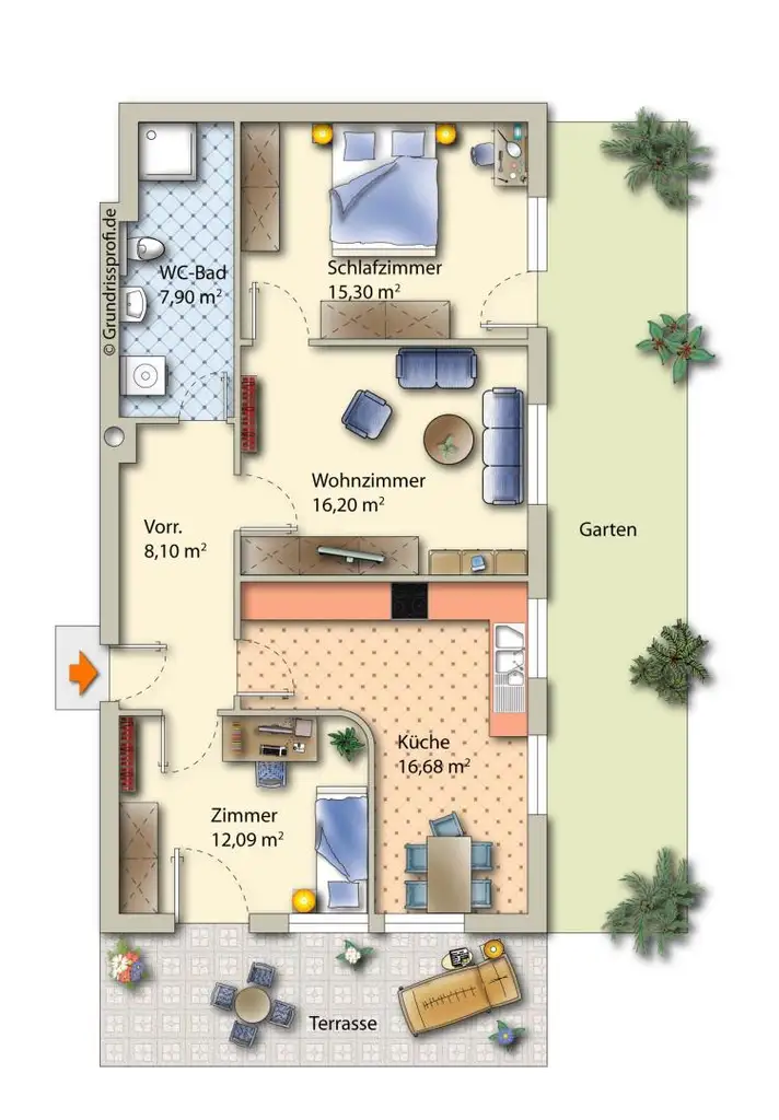 Aufgepasst: 3,5-Zimmer-Wohnung mit Terrasse & Garten uvm...