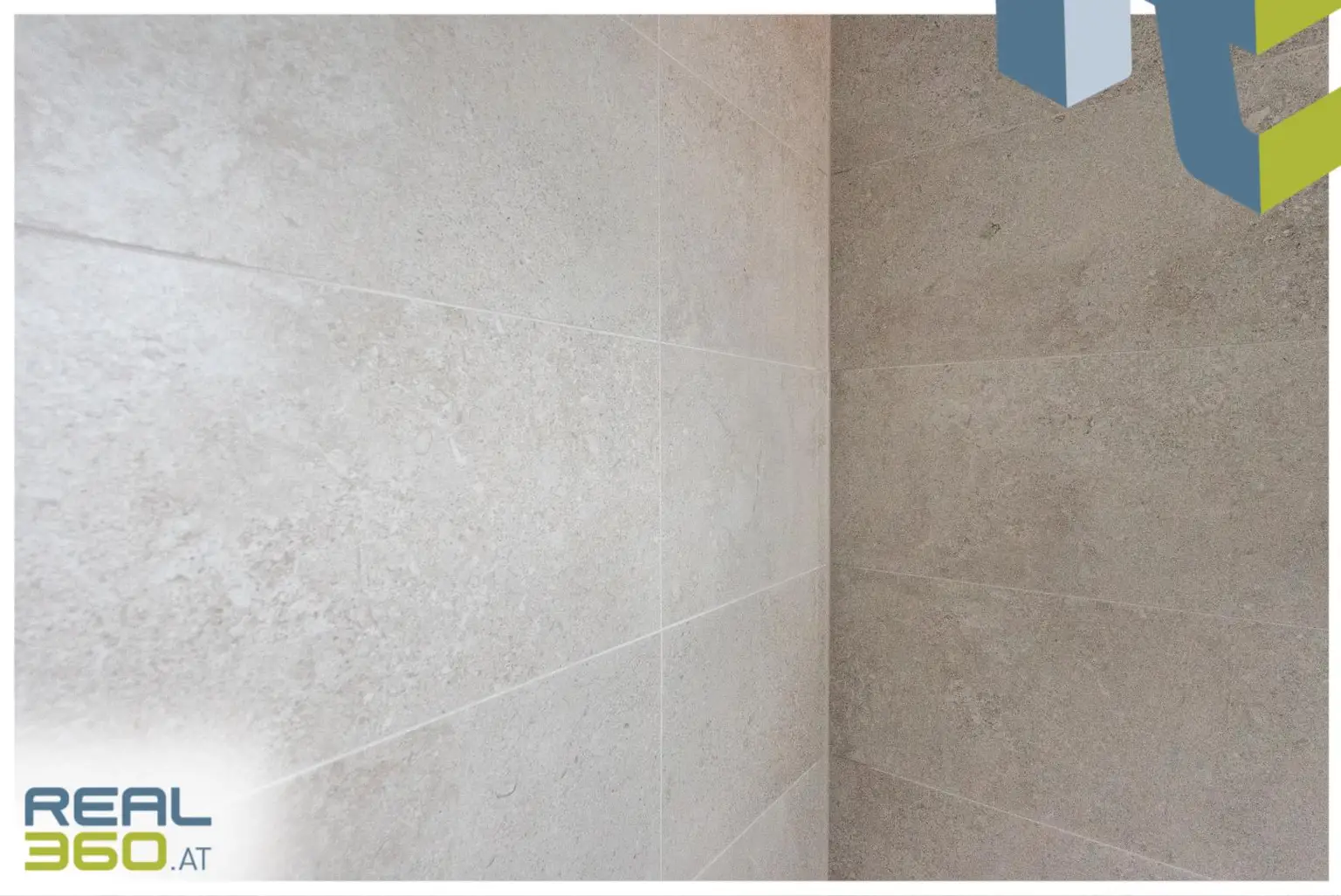 Nach Umbau großformatiges Feinsteinzeug