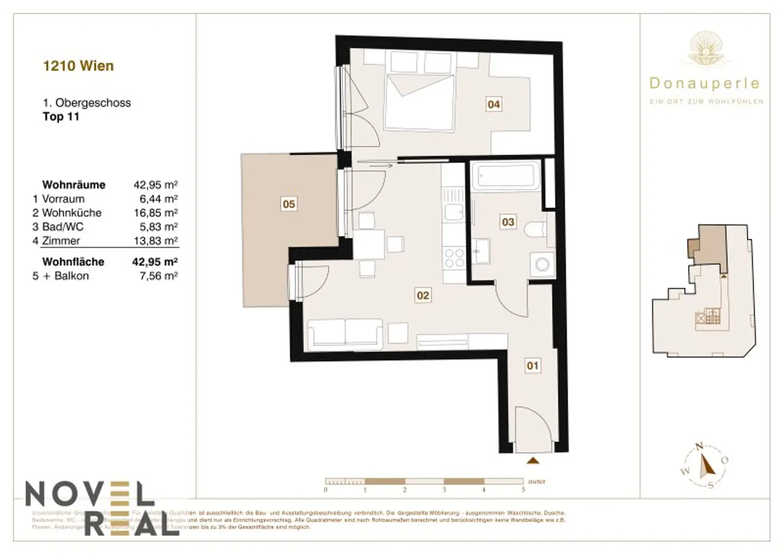 "DONAU PERLE" Traumhaftes Wohnen in Wien: 2-Zimmer-Erstbezug Wohnung mit Balkon in Top Lage!