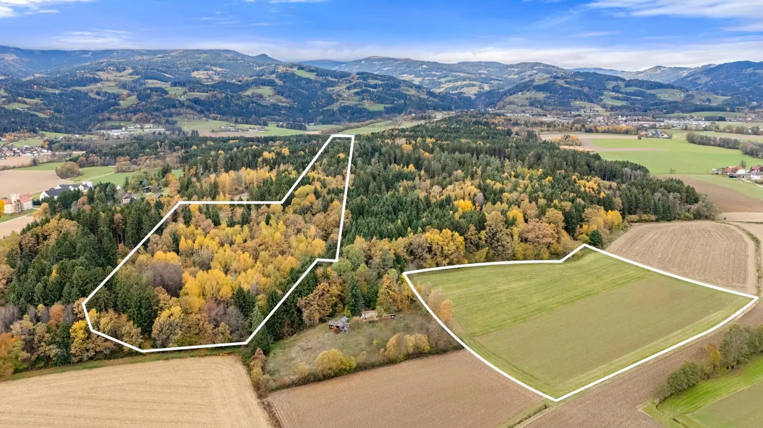 Vogelperspektive Acker-/Waldflächen