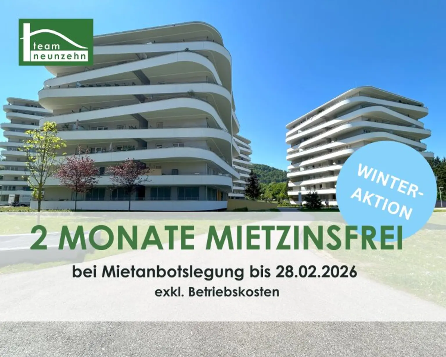 Green City Living – Wohnen im Park, Leben mit Stil - AKTION - 2 MONATE MIETZINSFREI