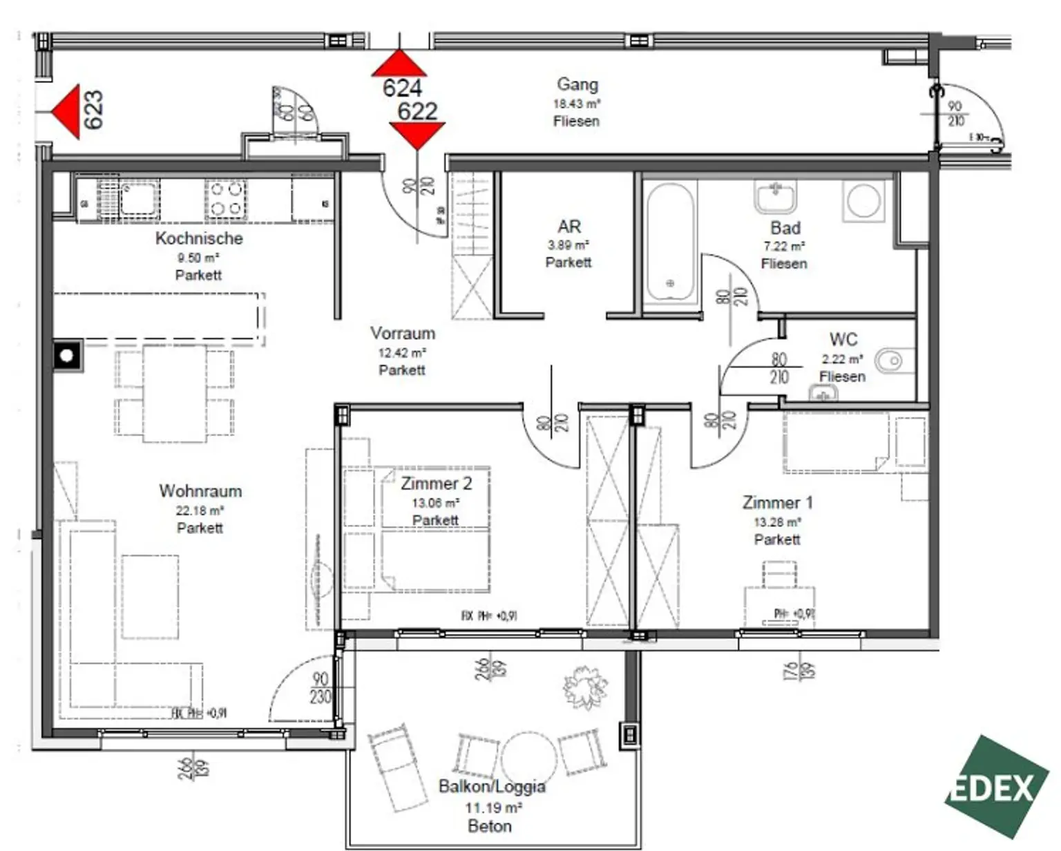 Attraktive 3-Zimmer-Wohnung mit Balkon nahe Austrian Institute of Technology
