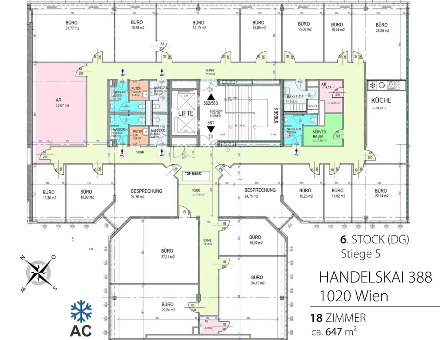 Donau Business Center I Top 561 + 562 I 18 Zimmer I ca. 647 m²