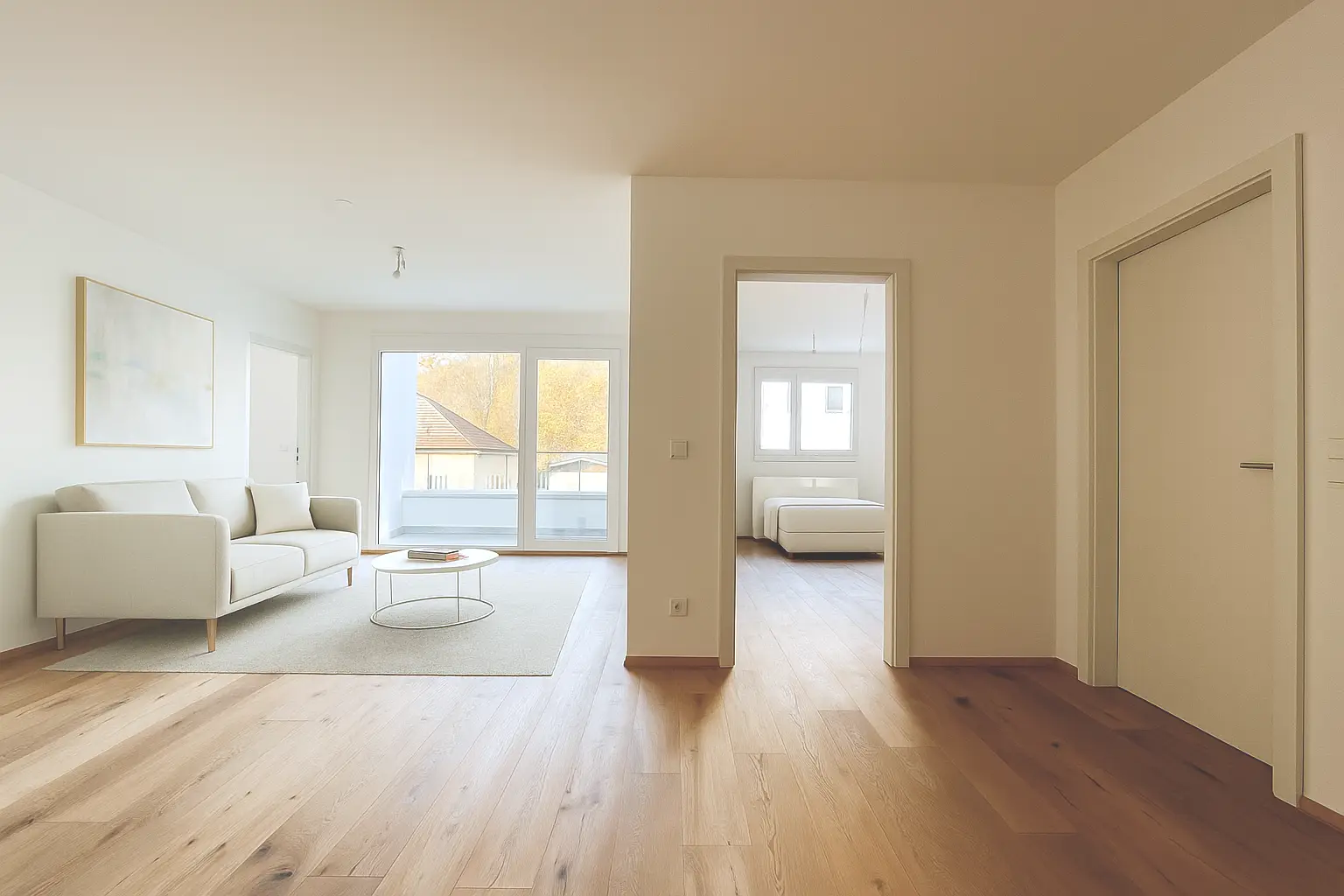 Wohnküche und Schlafzimmer 1