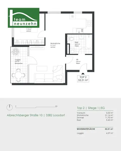 Unbefristete 2-Zimmer-Wohnung mit Eigengarten!