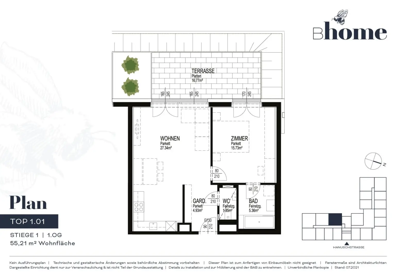 "BHome" - Tolle hofseitige 2-Zimmer Wohnung mit Balkon und Küche!