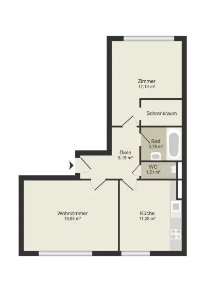 Starterwohnung: guter Grundriss, gute Verkehrsanbindung