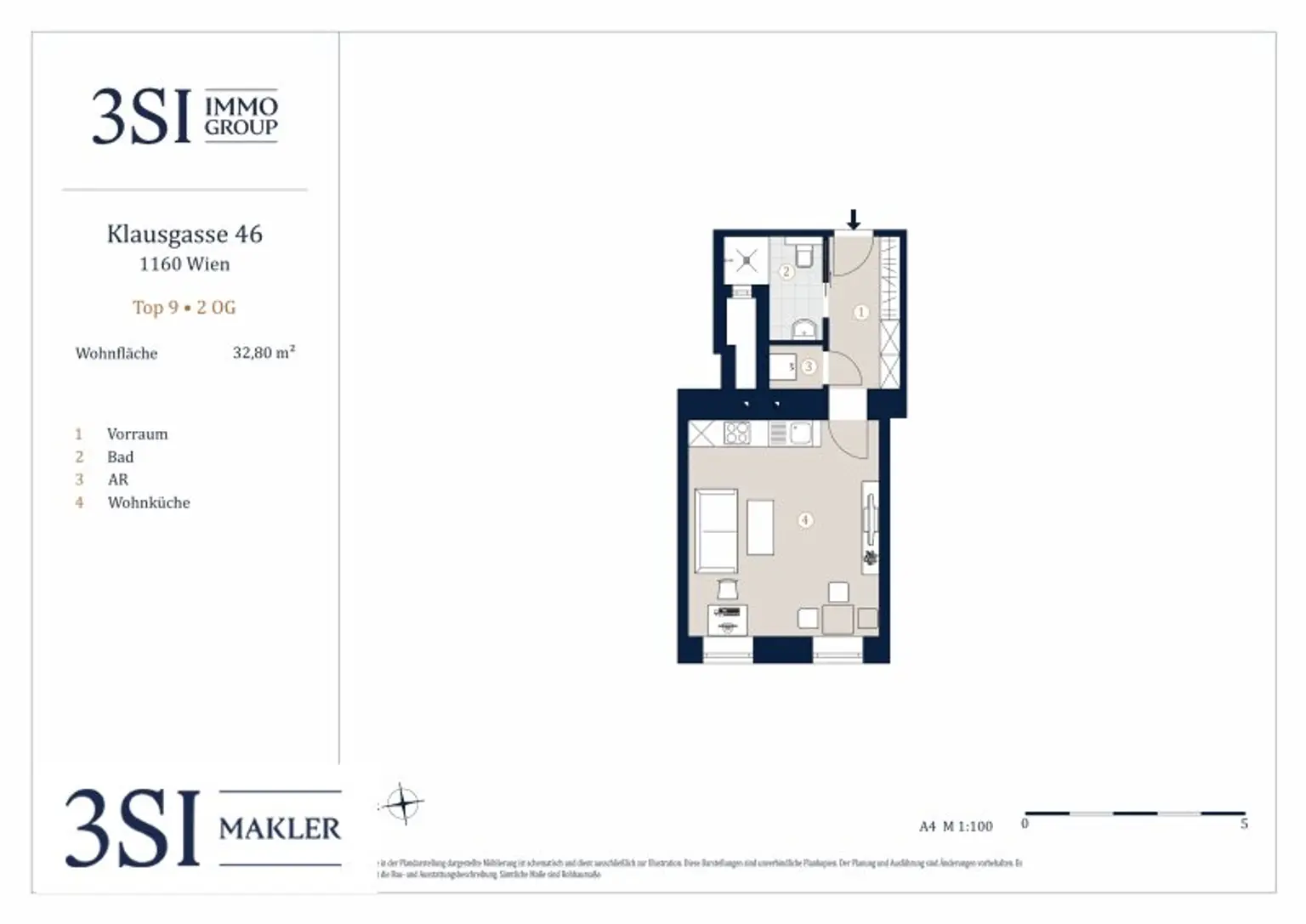 Willkommen in der Klausgasse 46 - Sanierte 1-Zimmer-Altbauwohnung mit hochwertigen Wohnelementen