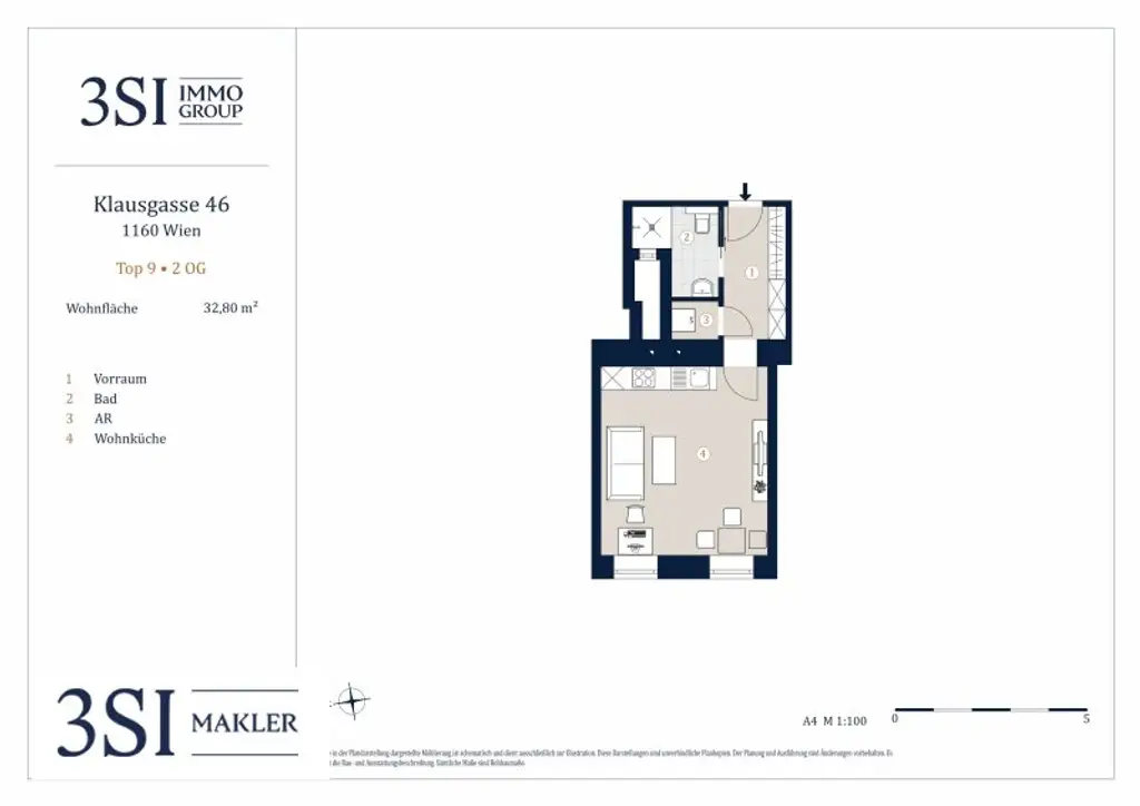 Willkommen in der Klausgasse 46 - Sanierte 1-Zimmer-Altbauwohnung mit hochwertigen Wohnelementen