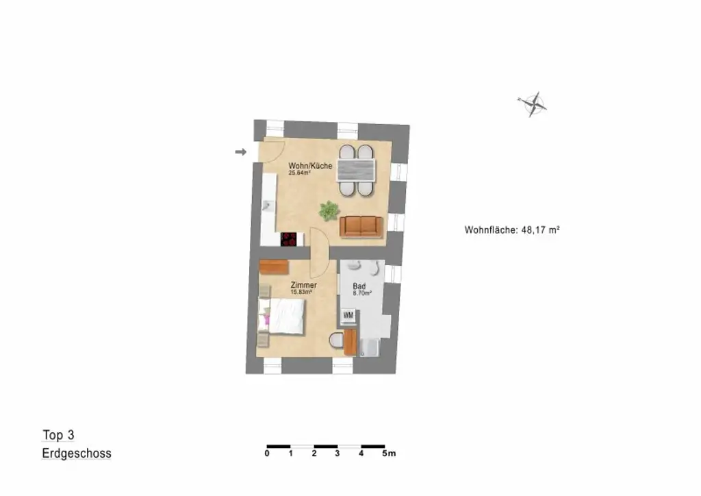 TOP W3: 2-Zimmer-Wohnung im Erdgeschoss