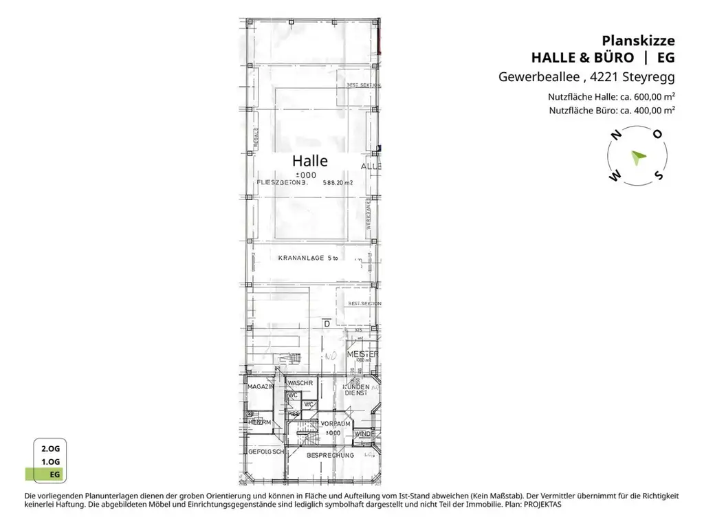 250 m² Büro mit 300 m² Lagerhalle in Steyregg! Parkplätze!