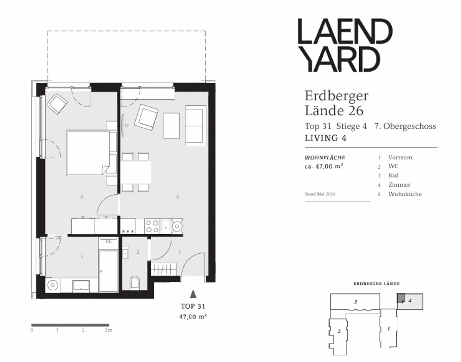 LAENDYARD | Charmante 2-Zimmer-Wohnung in Donaukanal Nähe