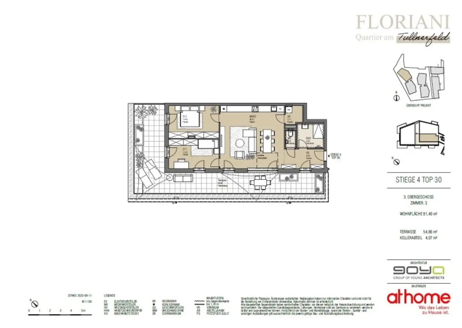 FLORIANI – Quartier am Tullnerfeld - 3 Zimmer Wohngenuss mit traumhafter Dachterrasse (54,86m²) - Bahnhof Tullnerfeld in der Nähe