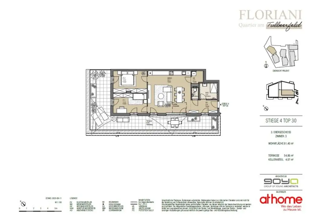 FLORIANI – Quartier am Tullnerfeld - 3 Zimmer Wohngenuss mit traumhafter Dachterrasse (54,86m²) - Bahnhof Tullnerfeld in der Nähe