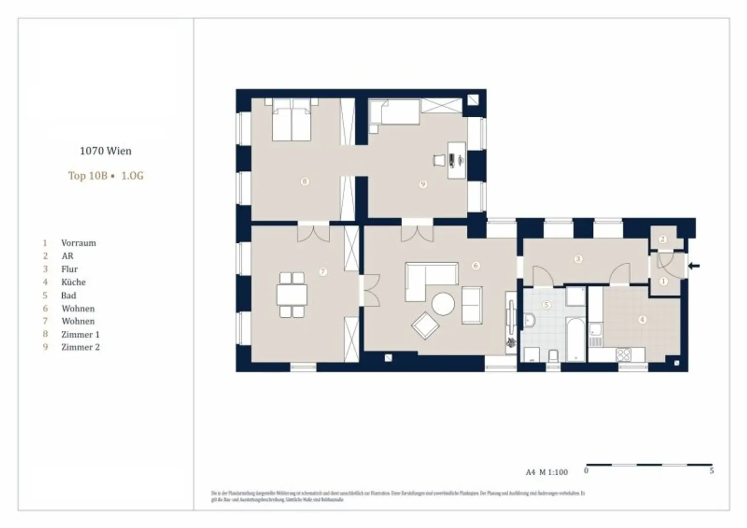 Helle 4-Zimmer Wohnung in ruhiger Lage, Nähe Mariahilfer Straße
