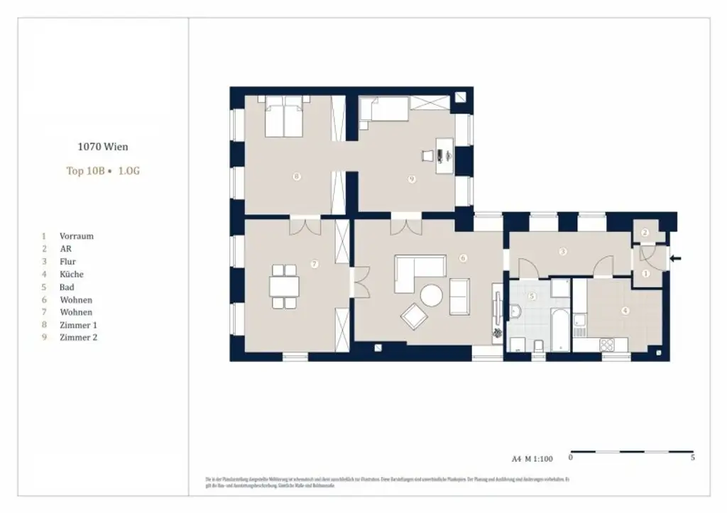 Helle 4-Zimmer Wohnung in ruhiger Lage, Nähe Mariahilfer Straße