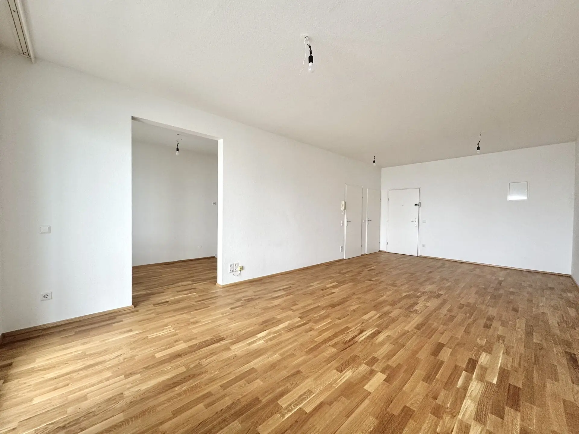 Wohnzimmer mit Bad, WC und Eingangsbereich