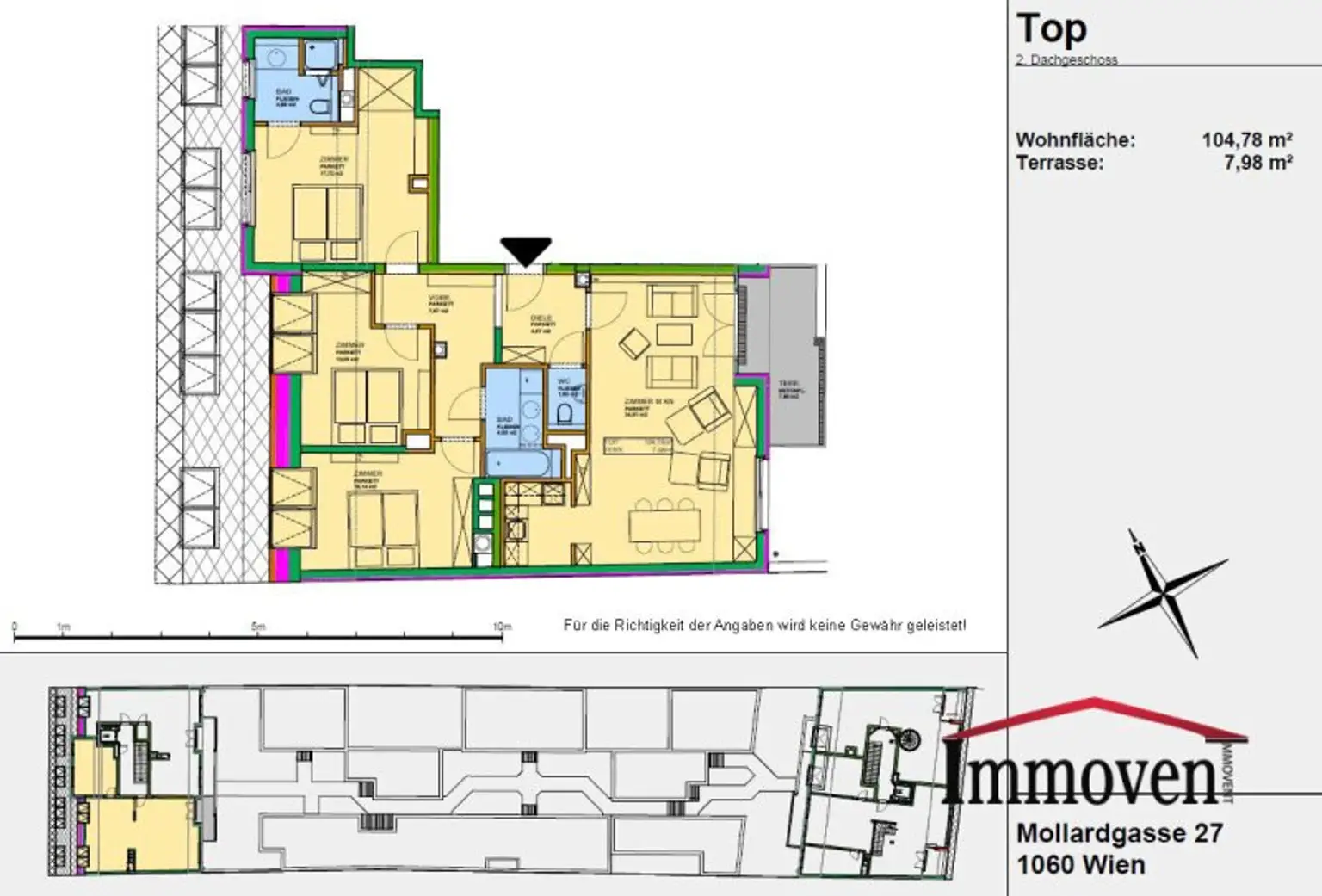 HOFSEITIG - Großzügige 4-Zimmerdachgeschosswohnung mit Terrasse und Klimaanlage nahe Mariahilfer Straße! (Mietbeginn 01.10.2025)
