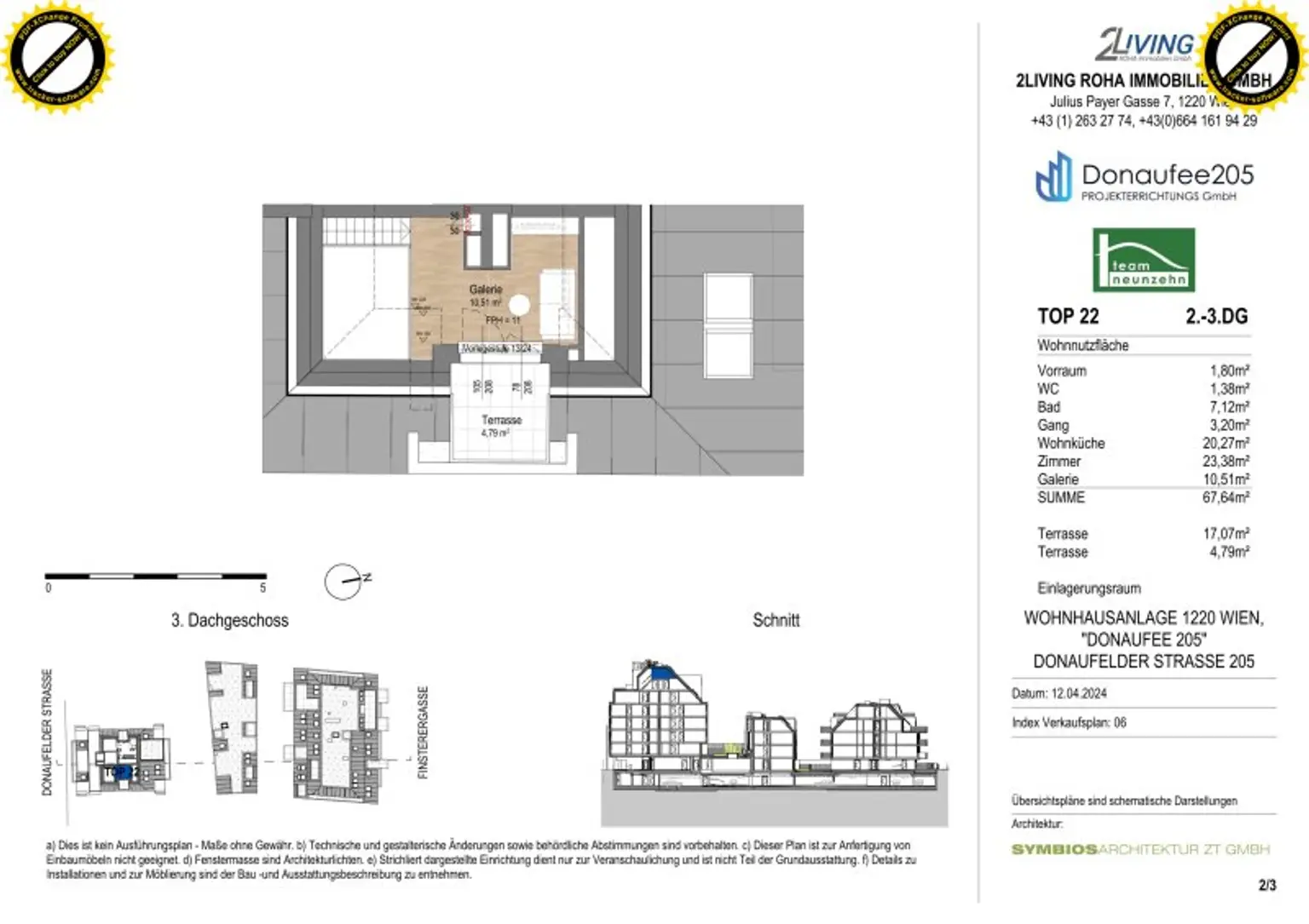 Hier müssen Sie schnell sein - AB SOFORT BEZIEHBAR!! Tolle 3 Zimmerdachgeschosswohnung + zwei Terrassen! Absolute Toplage! U1 Kagranerplatz!