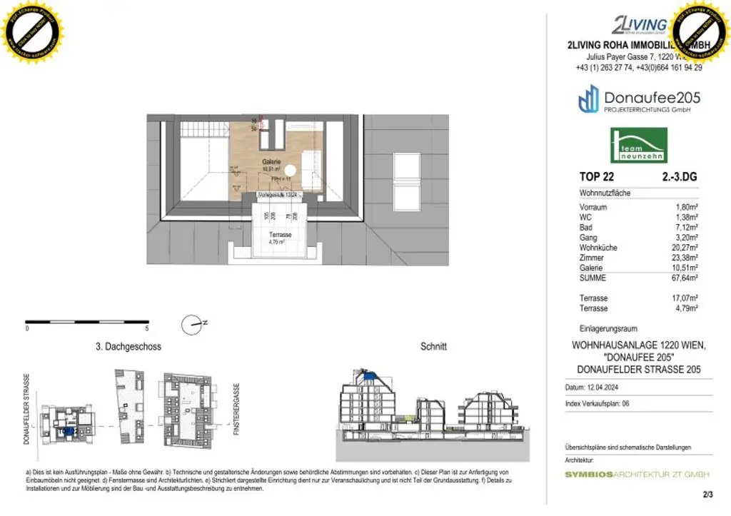 Hier müssen Sie schnell sein - AB SOFORT BEZIEHBAR!! Tolle 3 Zimmerdachgeschosswohnung + zwei Terrassen! Absolute Toplage! U1 Kagranerplatz!