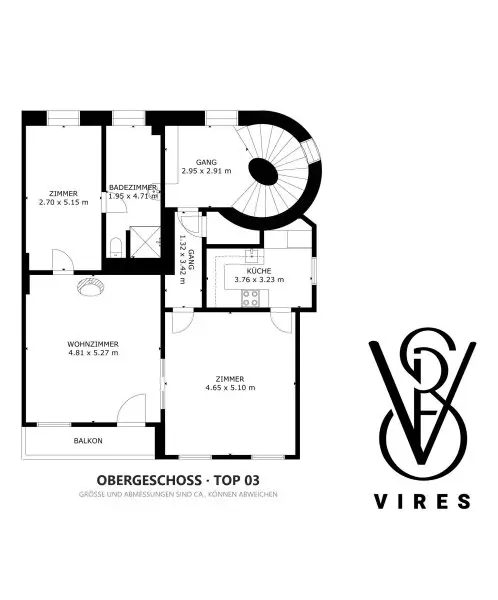 Grundriss Obergeschoss (Top 03)