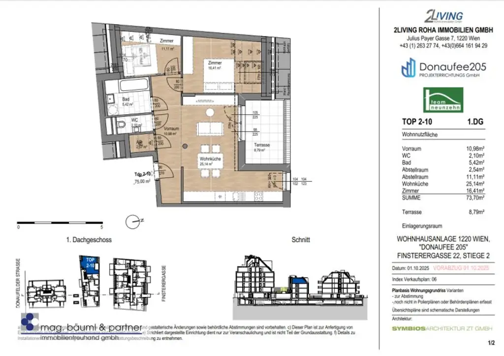 Erstbezug! 3-Zimmer-Wohnung mit Terrasse inkl. Küche in der Nähe  U1 Kagraner Platz