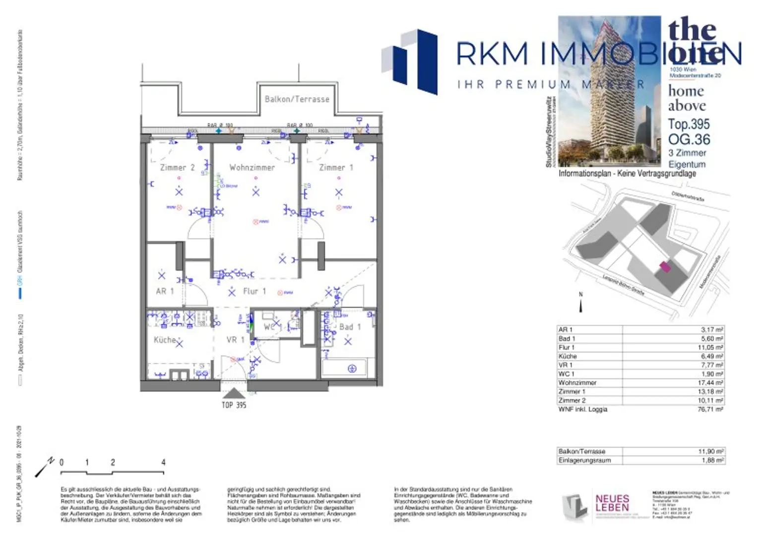 Traumhafte 3-Zimmer-Wohnung in 36. Etage, 1030 Wien – MODERN mit Balkon!
