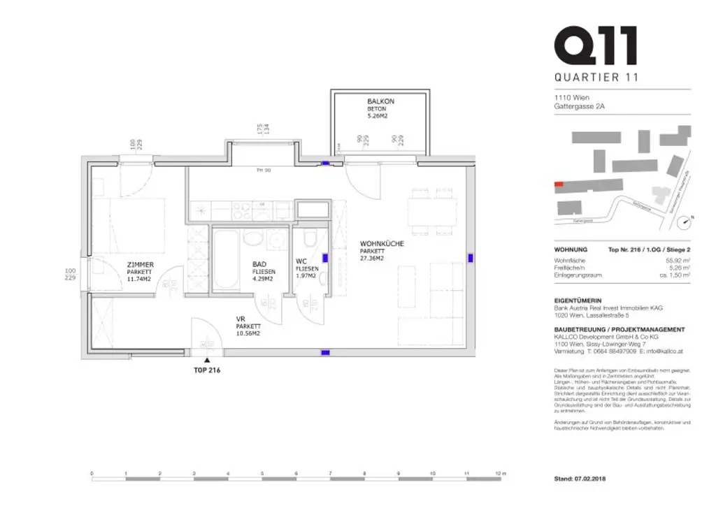 Attraktive 2-Zimmerwohnung mit Kühldecke und Balkon