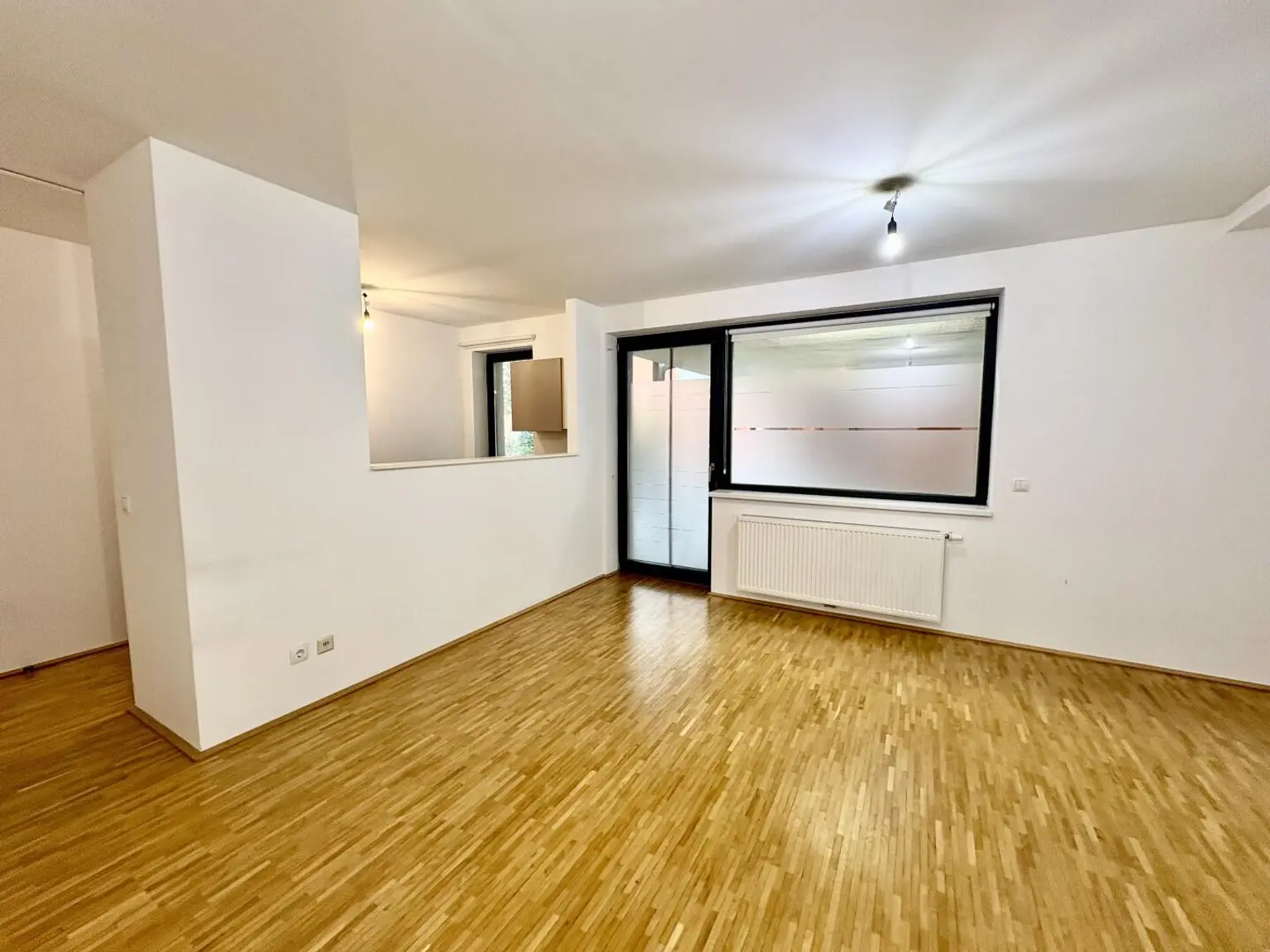 Wohnzimmer mit offener Küche