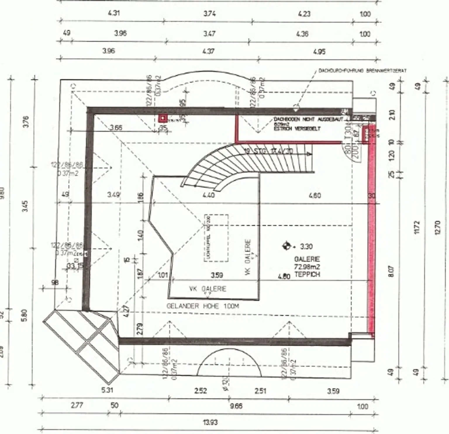 Grundriss Dachgeschoß, Galerie