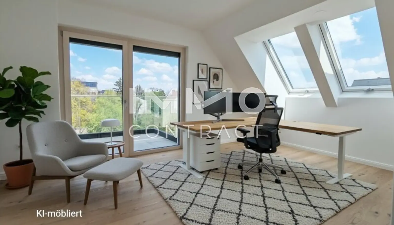 Arbeitszimmer KI-möbliert