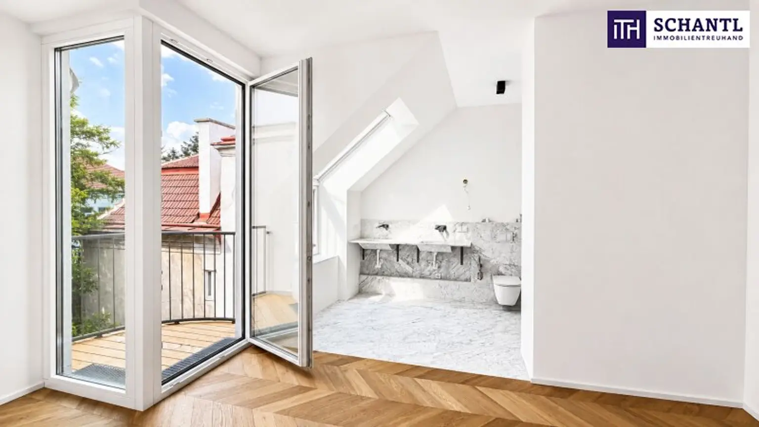 Zimmer 1, Bad 1, Balkon