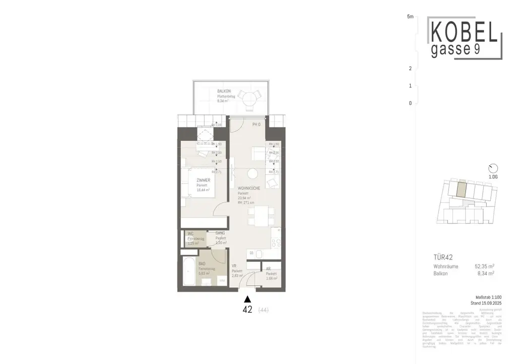 2-Zimmer-Wohnung mit Balkon Richtung Innenhof - inkl. Tiefgaragenstellplatz