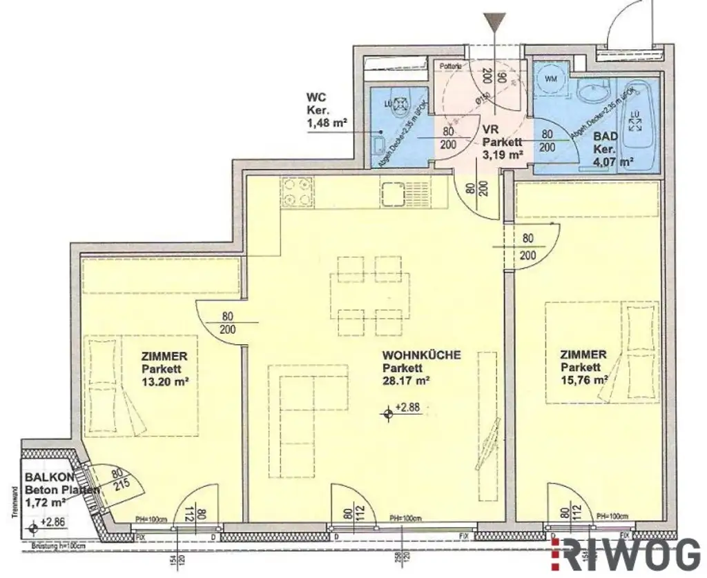 3 Zimmer plus Balkon - 200m vom Badestrand Alte Donau